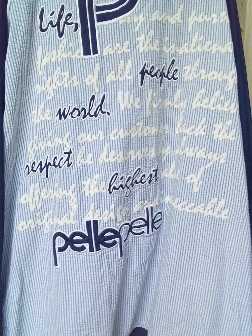 The Pelle Pelle rare stripes seersucker jacket is a vintage-inspired bomber jack